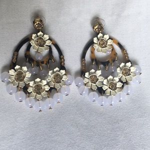 Floral tortoise statement hoops